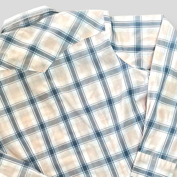 WRANGLER BUTTON DOWN SNAP CLOSE LONG SLEEVE SHIRT PLAID CHECK PINK BLUE MEDIUM - Picture 5 of 10